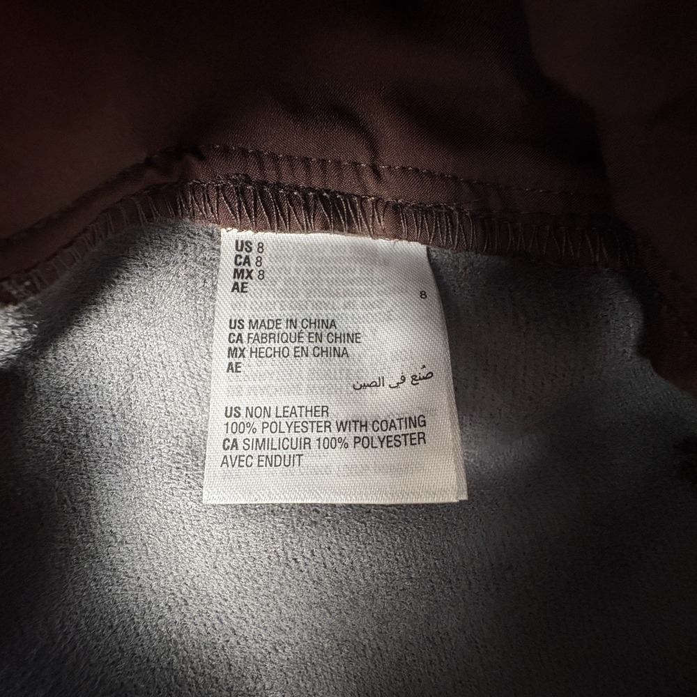 Bar III Edgy Chic Dark Brown | Coffee Faux Leather Button Pants Women Size 8 - Picture 7 of 12